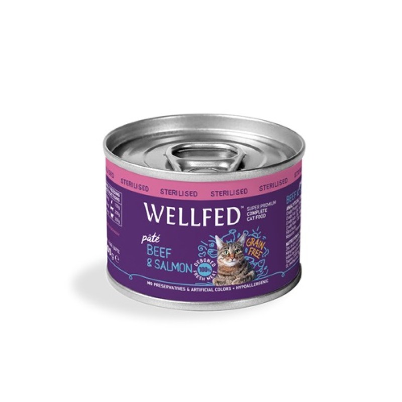 konserva-gatas-wellfed-sterilised-adult-beef-salmon-salmon-oil-200gr-bluedog-petshop-thessaloniki